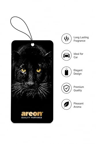 Image of AREON WILD - Hanging Custom Cute Funny Car Air Freshener for Home & Office - Premium Cologne Perfume with Natural Fragrances - Long Lasting, Fresh, Luxurious Scent - Stylish Design - Black Panther