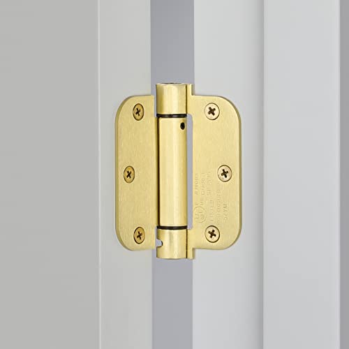 Haliwu/Door Hinges, Self Closing Door Hinges Brass Door Hinges Satin Brass Door Hinges With 5/8" Radius Corners, 3 Pack 3-1/2 Inch #TOP6