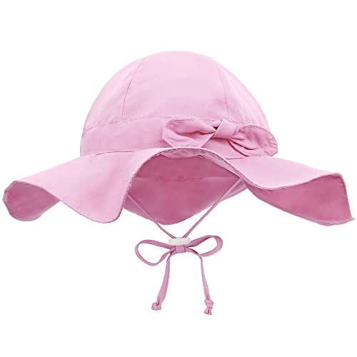 Sun Hat for Baby Girl Baby Girl Sun Hat UV Infant Hat for Toddler Girl Summer Hat Toddler Girl with UV UPF 50+, Pink 0-12 Months