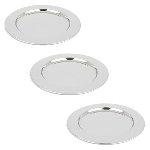 Yamde 3 Pcs 8.5 Inch Stainless Steel Round Plate Set for Camping Outdoor，Serving Tray，Dish Plate，Kitchen