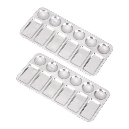Homoyoyo 2pcs Aluminum Paint Tray Lightweight Easy Clean Mixing for Artists Students and Hobbyists Durable Device for Watercolor and Pigment Mixing