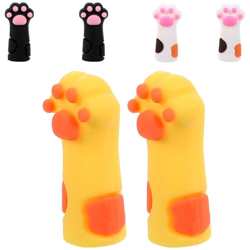 FOMIYES 6 Protectores de Lápiz de Silicona Forma de Pata de Gato, Cubiertas Extensibles para Bolígrafos Escolares, Set de 3 Colores Jardín de Infantes y Útiles Escolares