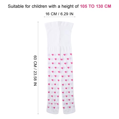 KESYOO Heart Tights for Girls: Pantyhose White Stockings with Dots Seamless Non Slip Leggings for Kids Dance Party Size 84