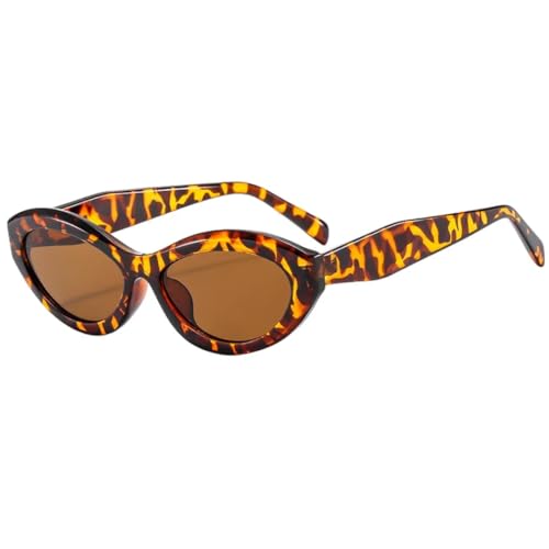 Lunettes de soleil œil de chat léopard avec monture large rétro et verres ovales