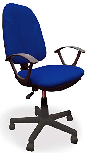 Gardenia Sagomata Sedia Poltrona Ufficio Operativa Girevole con Braccioli Casa Studio Blu, Tessuto, Unica