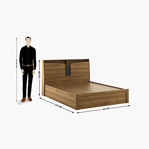 Image of Home Centre Quadro Flex Queen Size Bed with Hydraulic Storage (Engineered Wood,Brown)