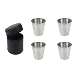 Wealrit 4 pcs 70ml Stainless Steel Shot Glasses with Case,Unbreakable Shot Glasses,Stainless Steel S