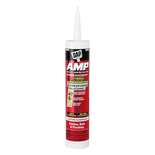 DAP AMP Kitchen and Bath Sealant, White, 9 Oz (7079800762)