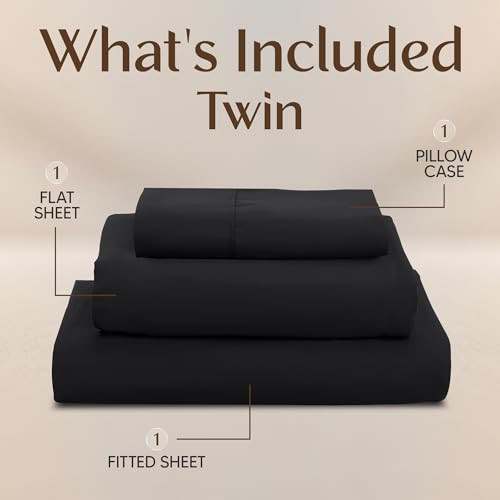Image of Utopia Bedding Twin Sheet Set - 3 Piece Bed Sheets for Twin Size Bed, Soft and Breathable Microfiber, Includes 1 Fitted Sheet, 1 Flat Sheet and 1 Pillowcase (Black)