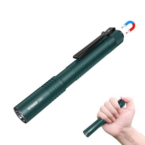 VTIGER T2A Compact EDC Flashlight,1500 High Lumens AA Rechargeable LED Flashlight, Super Bright Small Tactical Tail Switch Pocket Flash Light with Magnet for Camping,Hiking,Outdoor,Home,Emergency