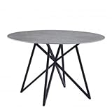 La variada base de la mesa está hecha de tubos de metal y recubierto de polvo negro para una mejor protección