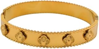 Stainless Steel Wide Bracelet With Special Designn For Girls - Gold - 4568