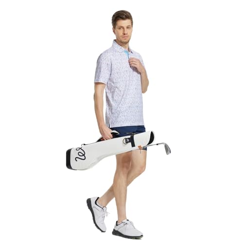 Image of M MAELREG Mens Golf Shirt Short Sleeve Dry Fit Print Moisture Wicking Performance Patterns Collared Polo Shirt