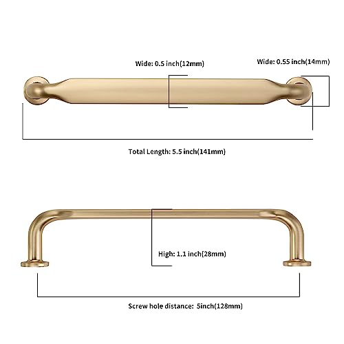 Asidrama 10 Pack 5 Inch(128mm) Brushed Brass Kitchen Cabinet Handles, Cabinet Pulls Kitchen Cabinet Hardware for Cupboard Drawer Pulls by Asidrama - Image 2