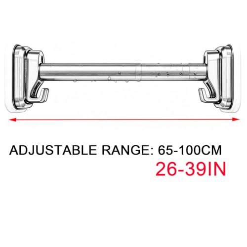 Tringle extensible à ressort sans percer barre rideau grise 65-100cm - 3