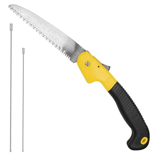 GTIWUNG Sega a Mano Pieghevole Gialla, Premium Sega da Potatura, Sega con Manico antiscivolo e chiusura di sicurezza, Per Giardino, Campeggio, Tree Trimming, Caccia e Altro