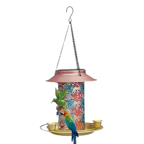 Comedero solar para pájaros, alimentador de metal para jardín al aire libre, dispensador luminoso para balcón terraza patio atractivo, tetas jilgueros gorriones