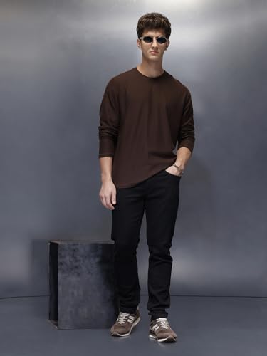 Image of WROGN Men's Cotton Blend Jeans | Solid | Slim Fit