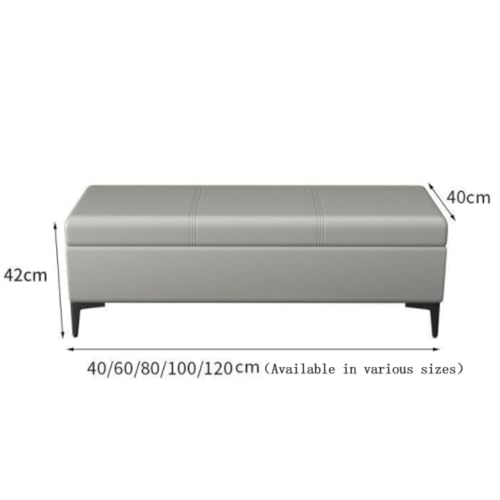 Banc extra large en cuir gris et rangement d'exception - 3