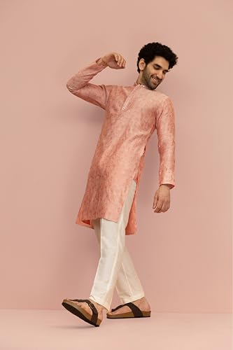 Image of KISAH Men's Silk Blend Mirror Work Kurta | Wedding Sangeet Festive Ethnic for Men