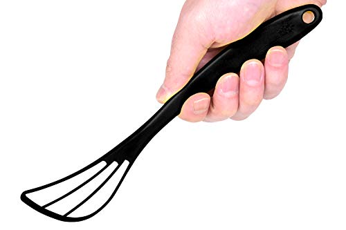 Seki Japan Kitchen Flat Whisk, Black Pp Plastic Body With 2.8 Inch Slotted Edge Whisk Versatile Tool For Whisking, Cooking, Blending, Beating, Baking, Stirring #TOP2