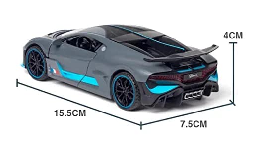 Image of DEOXY 1:32 Scale Bugatti Divo Die-Cast Model Metal Car - Metal Sports Friction Powered Car Toy with Openable Doors, Pull Back Action, Light & Sound Effects - Blue