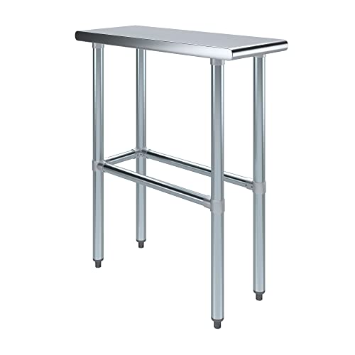 Image of AmGood Stainless Steel Work Table Open Base | Metal Work Bench (Stainless Steel Table Open Base, 12 inch Long x 30 inch Deep)
