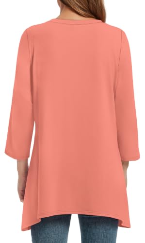 Image of OFEEFAN Tunic Tops for Women Loose Fit Dressy 3 /4 Length Sleeve Womens Tops with Asymmetrical Hem S-4XL