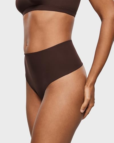 Image of INLYRIC Women's Inbarely Soft Thong - High Waisted Tagless Smooth Stretch Underwear Ultra-soft No Show Panties 3 Pack