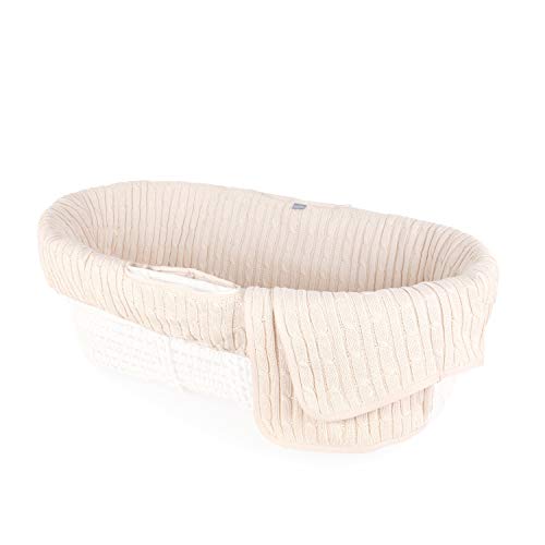 Tadpoles Cable Knit Moses Basket and Bedding Set, Natural