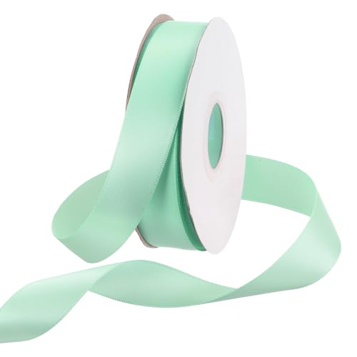 Rebower 1 Inch 25 Yard Satin Ribbon Thick Double Face Grosgrain Silk Ribbon, [for Gift Wrapping, Hair Bows, Wedding, Cake, Flower] - Turquoise Green