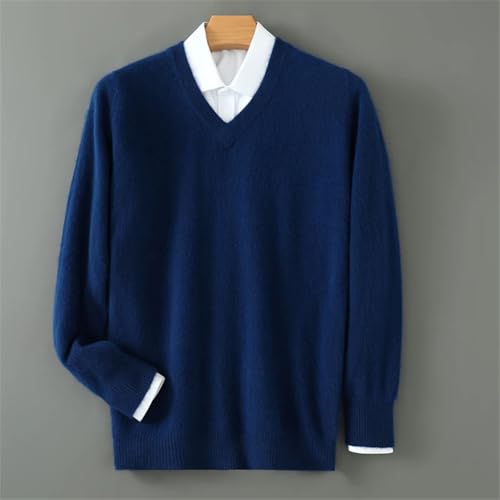 Disimlarl Men V-Neck Knit Wool Sweater Thick Loose Long Sleeved Jumpers Pullover Warm Solid Sweaters2