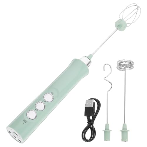 GOOHOCHY Batidor Eléctrico Portátil Diseño Compacto y Varilla de Acero Inoxidable Color Verde de 1200mah Recargable para Espumar Leche Rápido