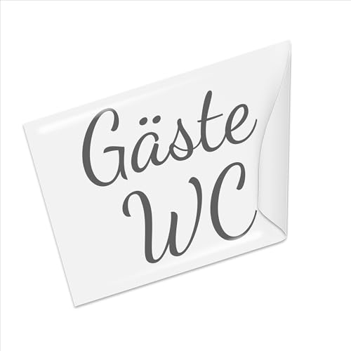 Gäste WC Aufkleber 9x10 cm, selbstklebende Türbeschriftung, Schriftzug in...