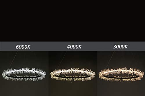 Lustre LED 45W tricolore en cristal K9 à haute translucidité pour grand salon chic - 3