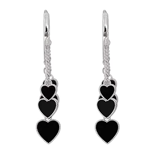 Pendientes de plata 925 grandes nuevos negros y amor borla pendientes moda luz lujo clip de oreja simple color oro damas pendientes joyas Pug pendientes, talla única, Acero aleado, Sin piedra preciosa