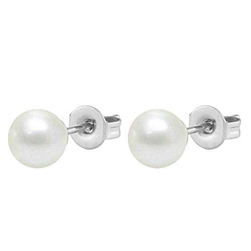 Pendientes de plata para hombres y mujeres en acero inoxidable con perlas elegantes de KnSam