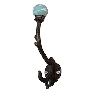 IndianShelf Handmade Dot Wall Mount Hooks Hangers Holders Hanging Coat Key Clothes Hat Mug Kitchen Utensils Bathroom (Iron_Green_5.5 Inches)-2 Piece