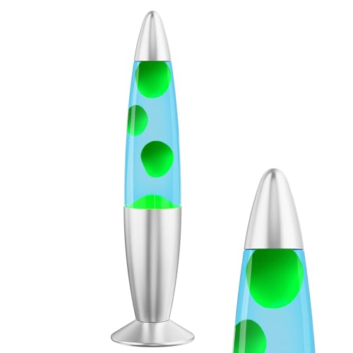 Kyzfy13-Inch Liquid Motion Lamp,Magma Lamp, Mood Relaxation Light?Suitable for Home Decoration,Office Decoration, Cafes,Bars,Etc (Blue Water Green Wax, 13 inches)