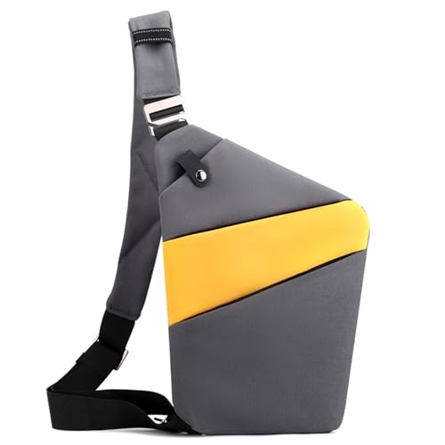 Image of Anti Theft Crossbody Bags for Women, Shoulder Bag Anti-theft Design for Travel, Sport (Gray Yellow - Left Shoulder)