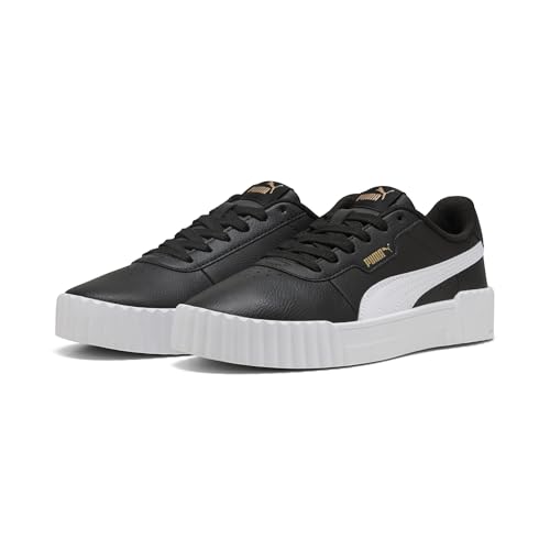 PUMA Women's Carina 3.0 Sneaker, Black White Gold, 9