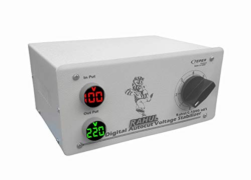 Image of Rahul C-1000 ad1 1 Kva, 90-260 Volt Manual, 8 Booster, Air Coolers / LCD, LED Up to 84 inch with Input Output Meter Use a Maximum 4 A Load This Autocut Digital Voltage Stabilizer, White