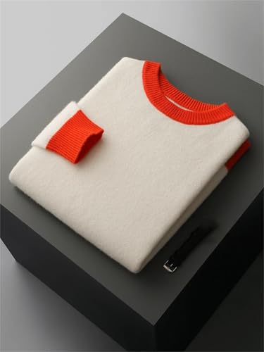 Men’S Casual Merino Wool Pullover Sweater Thick O-Neck Long Sleeve Soft Knitwear Jumper Top4