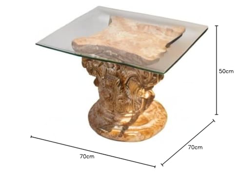 Antikes Wohndesign Couchtisch Wohnzimmertisch Glastisch Säulentisch – Bild 4