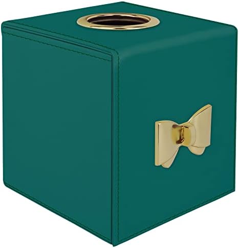 Hadeight Green Tissue Box Cover Square for Bedroom Decorative Cube Leather Tissue Box Holder for Car 1 Pcs