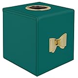 Hadeight Green Tissue Box Cover Square for Bedroom Decorative Cube Leather Tissue Box Holder for Car