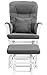 Angel Line Monterey Glider & Ottoman, White Finish - Dark Grey Cushion