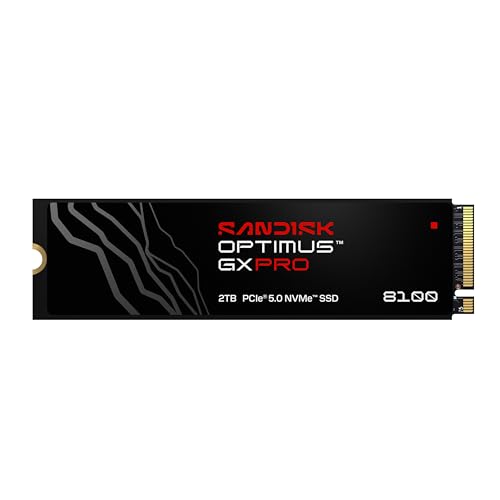 SANDISK Optimus GX PRO 8100 PCIe Gen 5 NVMe SSD 2 TB (velocità di lettura e scrittura sequenziali fino a 14.900/14.000 MB/s, TLC 3D CBA NAND, fino a 1.200 TBW)