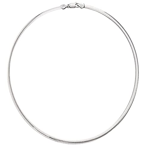 Savlano 925 Sterling Silver 4MM Italian Solid Flat Omega Chain Necklace for Women - Made in Italy Comes With a Gift Box