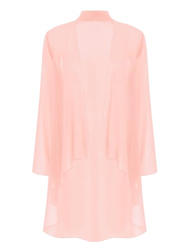 Alvivi Chaqueta de Gasa para Mujer Cárdigan Largo de Elegante Capa para Vestido de Novia Bolero de Fiesta Noche Cóctel S-3XL Rosa S